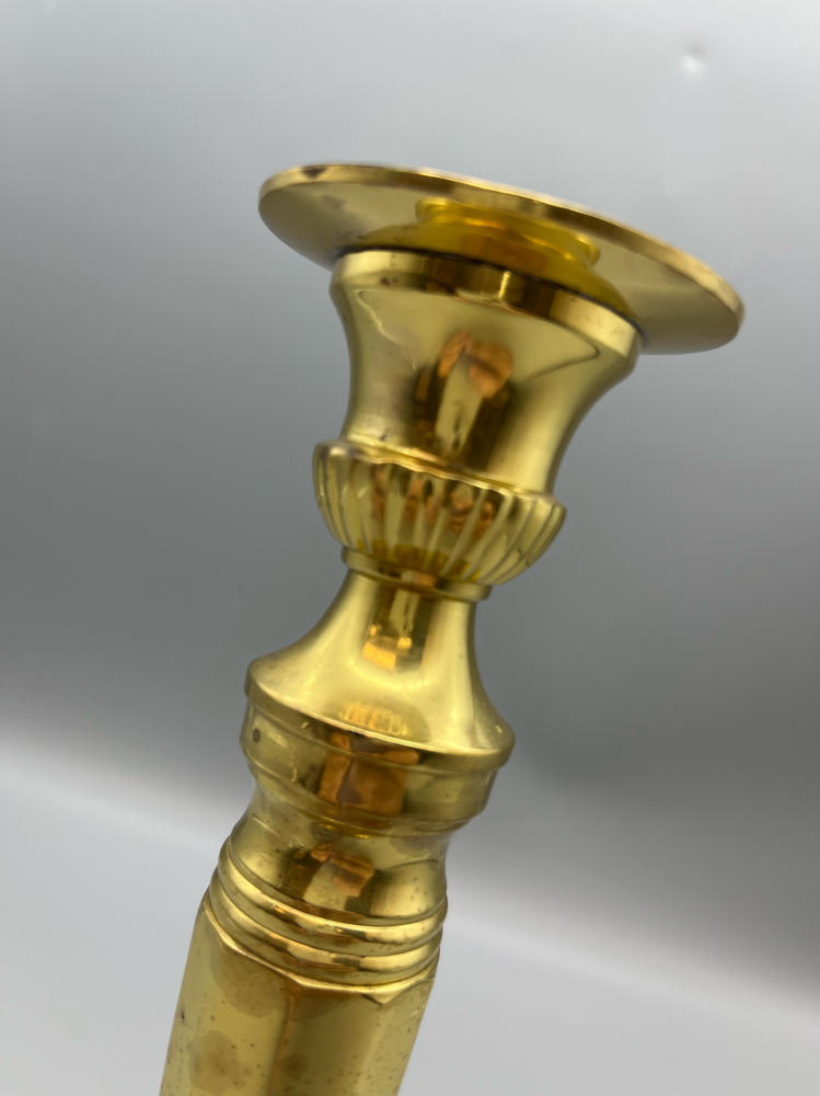 Solid Brass Stiffel Candlestick Detailed Fluted Design on Stem Made In India