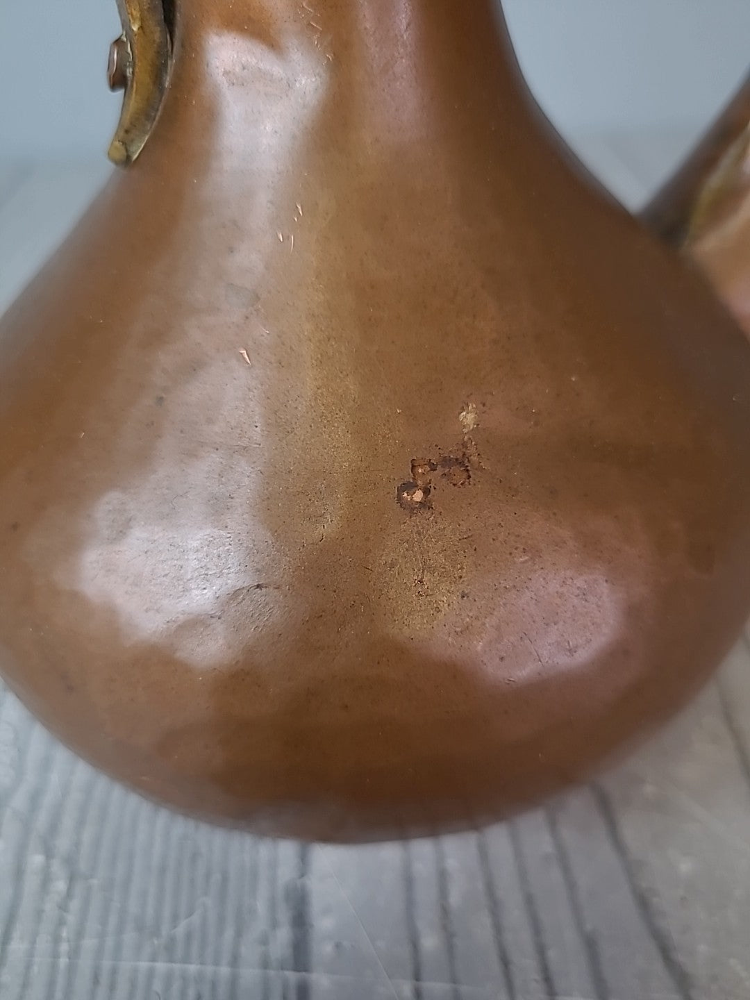 Antique VTG 12.5” Hammered Copper and Brass Tea Pot Turkish Pitcher Coffee Decor
