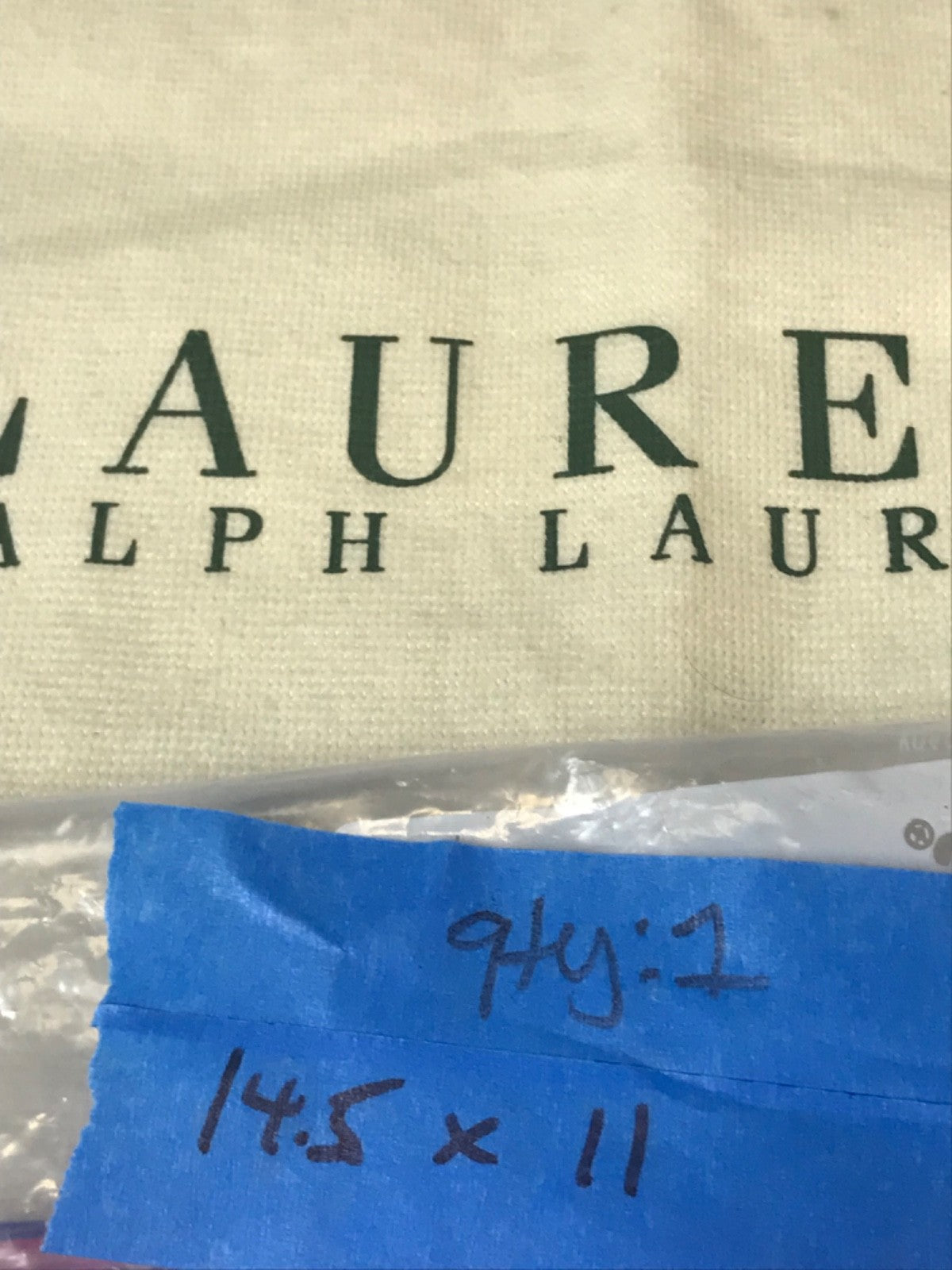 Beige Ralph Lauren Drawstring Dust Bag - 14.5" x 11"