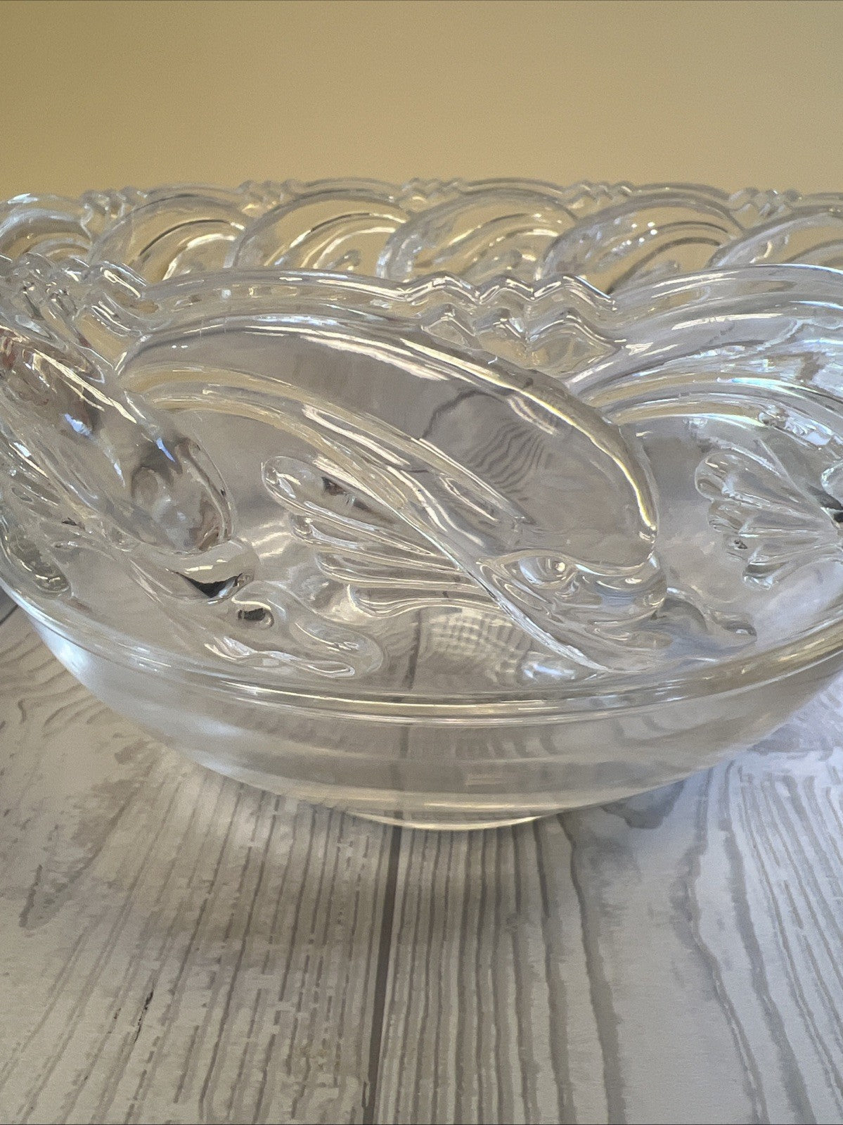 Tiffany & Co. Crystal Bowls Dolphin Ocean Waves Set of 1 8" and 6 5"