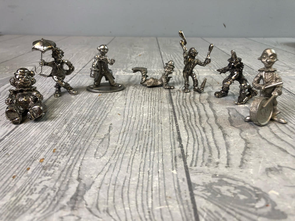 Vintage Metal Clown Figurines Mini Detailed Circus Sculptures