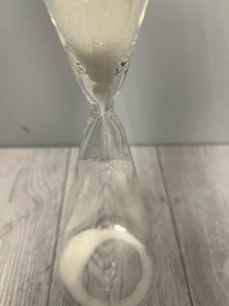 Conical Modern Sand Timer Triangular Hourglass Hand Blown Glass with White Sand