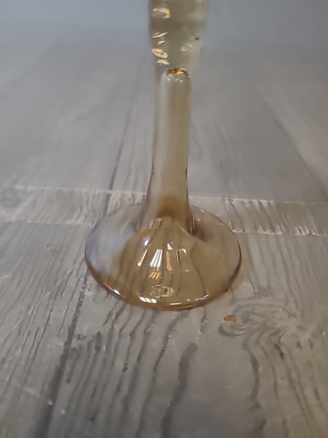 Amber and Gold Pair of Footed Champagne Flutes
