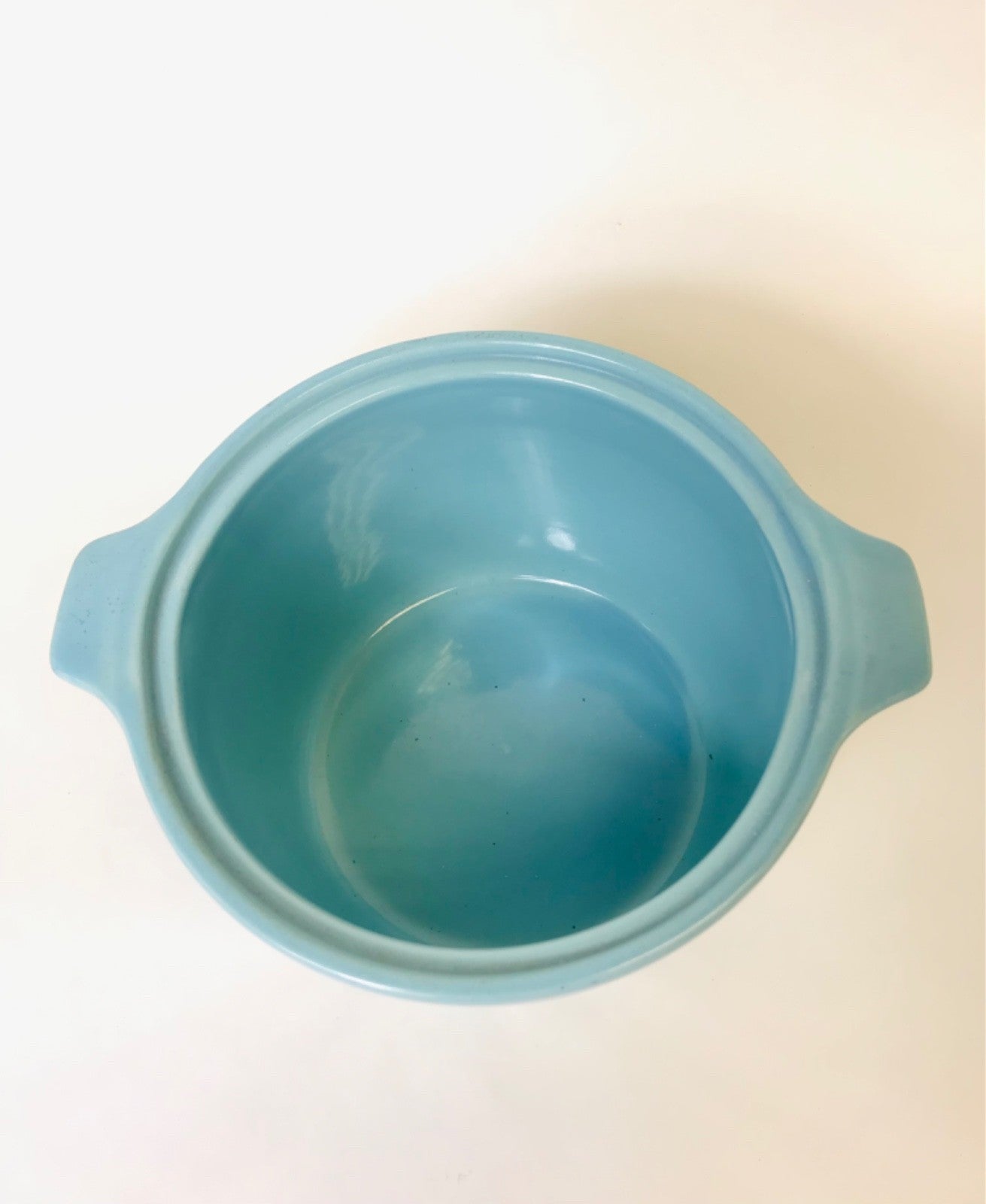 Cronin Pottery Blue Dutch Oven Bean Pot Featuring Blue Tulip Pattern with Lid