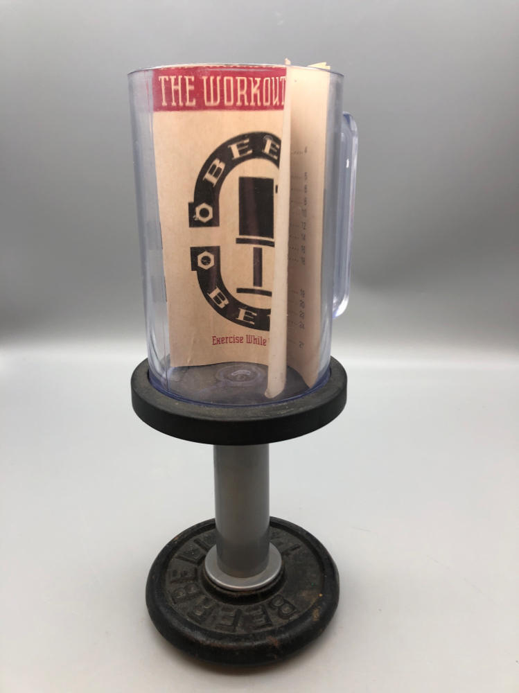 Vintage Beerbell Beer Mug Exercise While You Drink 1980s Curl Barbell - Beerbell