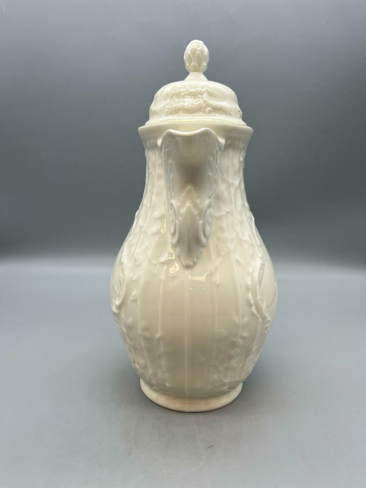 Roseanthal White Coffee Pot Sanssouci Series Gold Trim Germany Embossed Detail