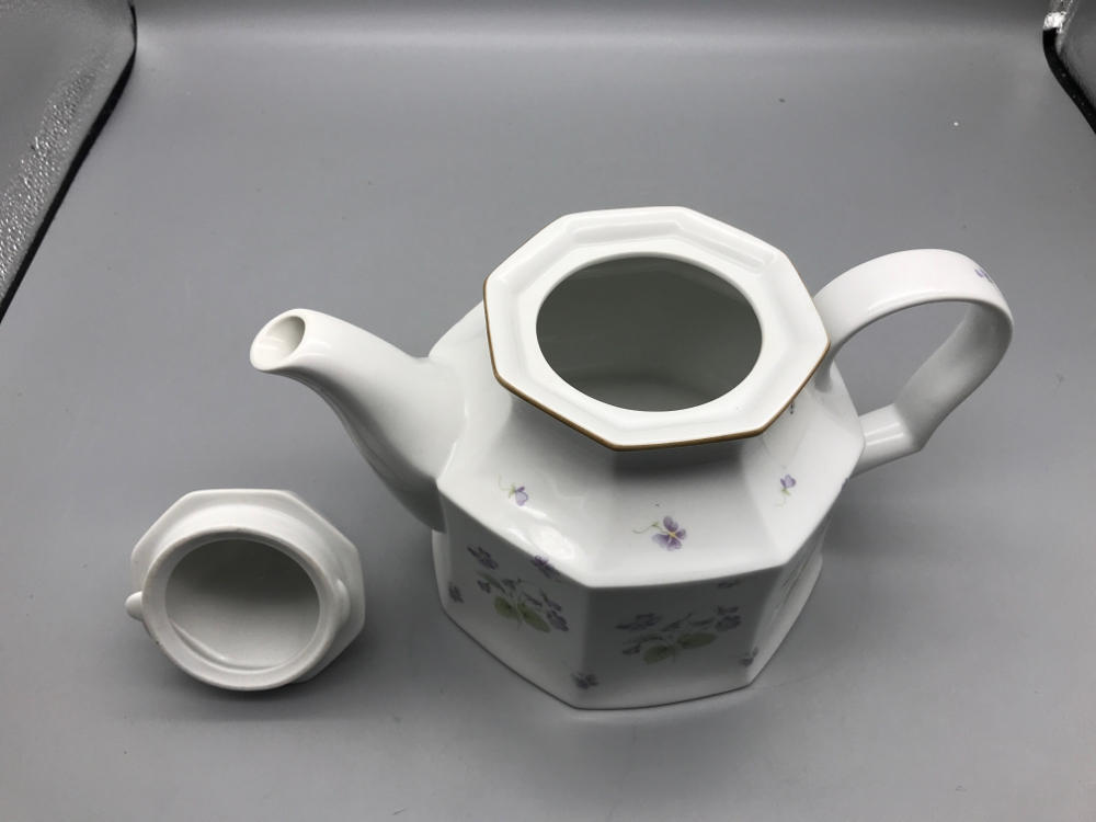 Teapot & Lid in Gracious Pattern Purple Floral Pattern by Christopher Stuart