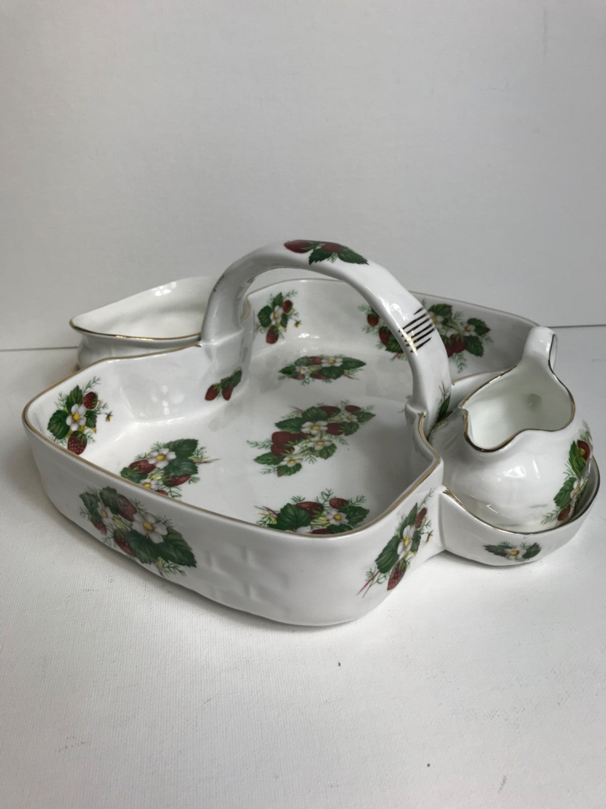 Vintage Hammersley Strawberry Ripe Basket w/ Creamer and Sugar Bowl- Spode China