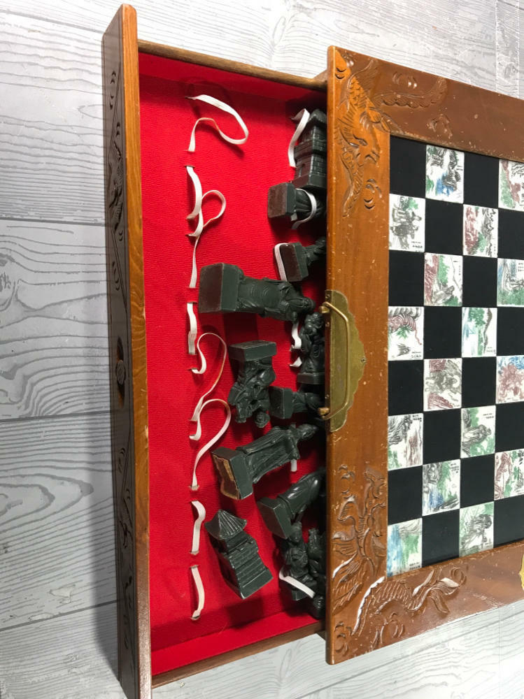 Eight Fairies Chess & Board Set Asian-Themed Hand-Carved Soapstone Pieces