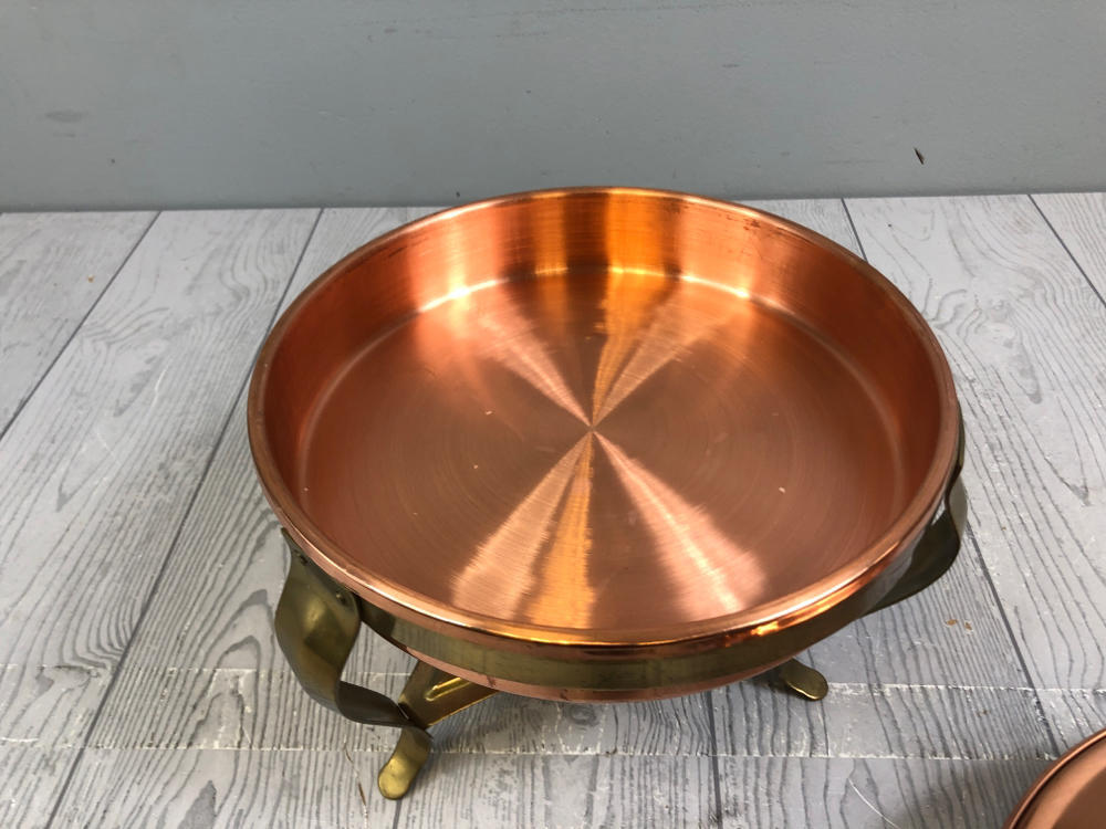 Vintage Copper and Brass Chafing Dish Set - Copper Food Warmer and Buffet Server
