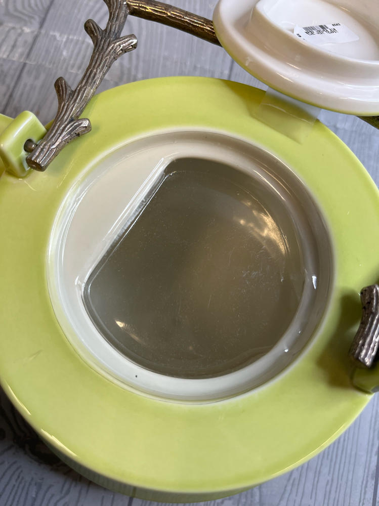 Villeroy & Boch Tea Delight Lime Green with Brass Branch Handle in Original Box