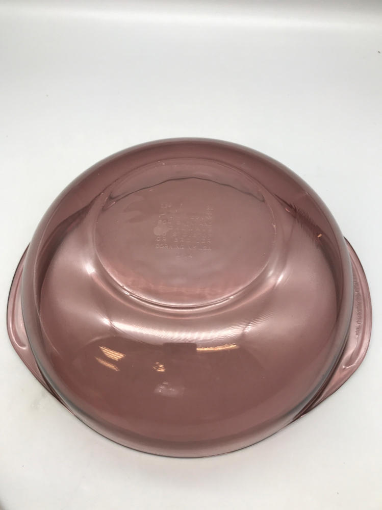 Vintage Cranberry Pyrex 024 2L Bowl with Handles and Lid Casserole Dish