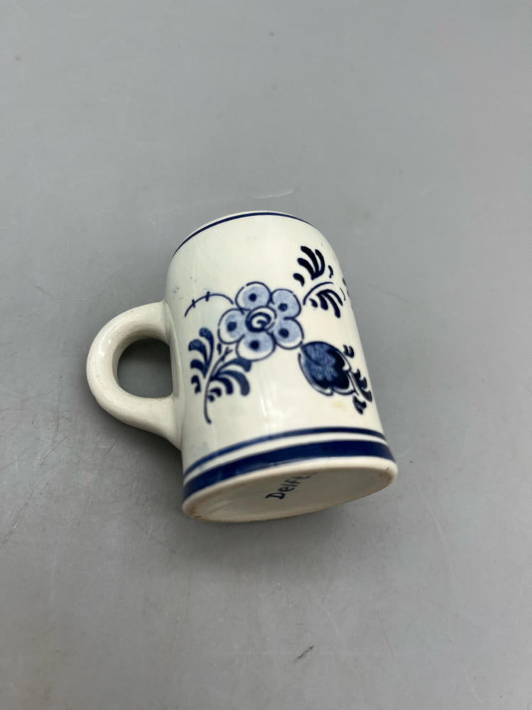 Miniature Delft Blue Mug Hand Painted Blue & White Holland Toothpick Holder