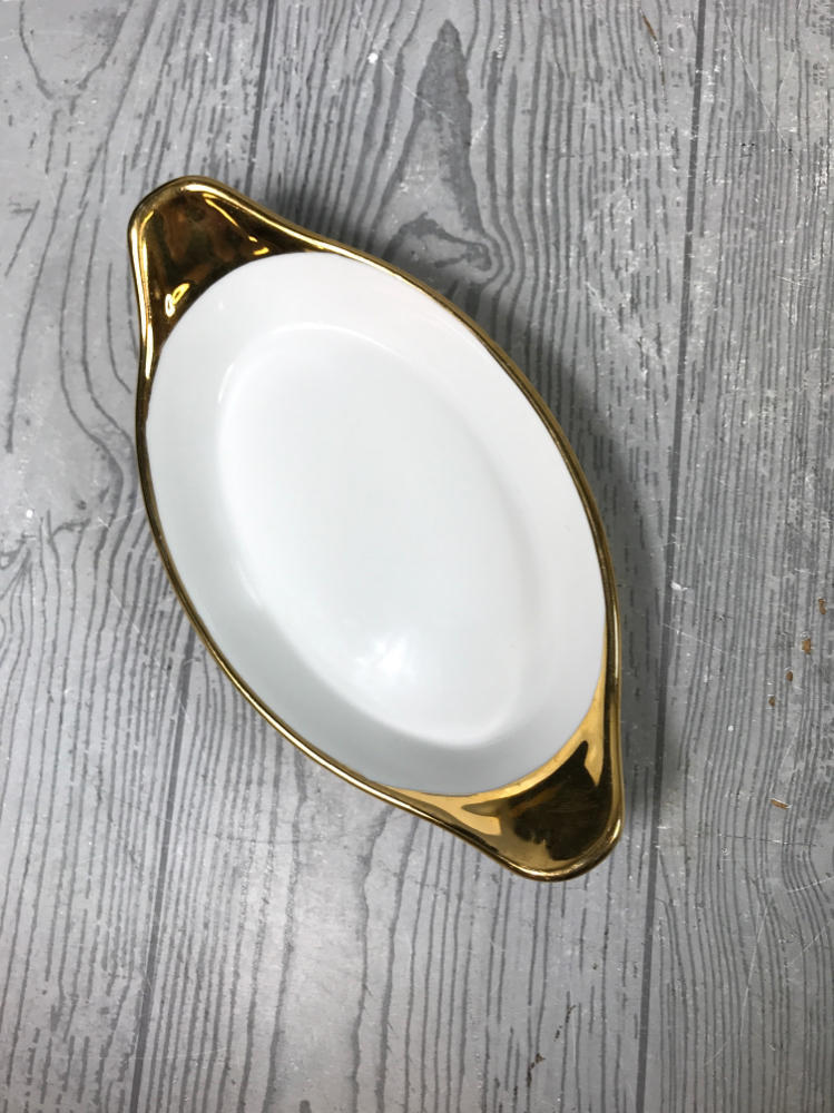 Royal Worcester England Gold Painted Ceramic Gold Condiment Dish - Size 7