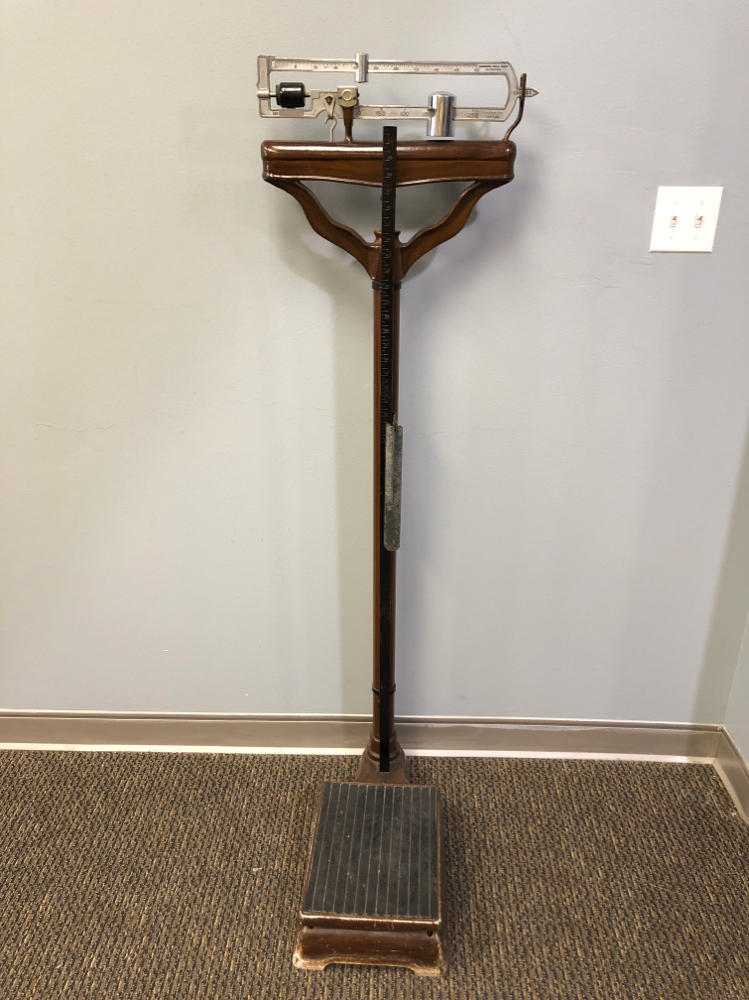 Antique Continental Physicians Painted Grain Steel Medical Scale Ruler Doctors