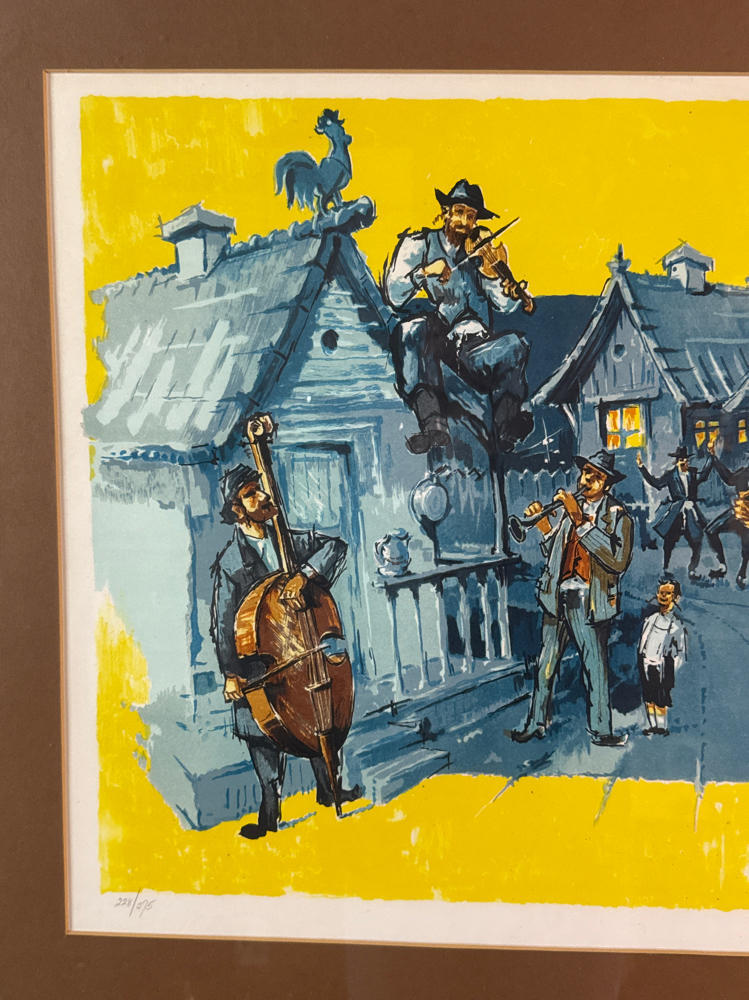 Josef Ijaky Signed Lithograph - Tevye Fiddler on the Roof - Judaica Art Vintage