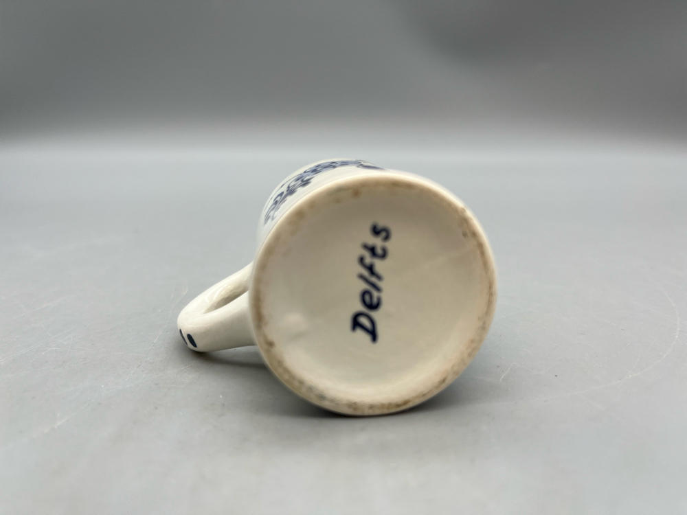 Miniature Delft Blue Mug Hand Painted Blue & White Holland Toothpick Holder