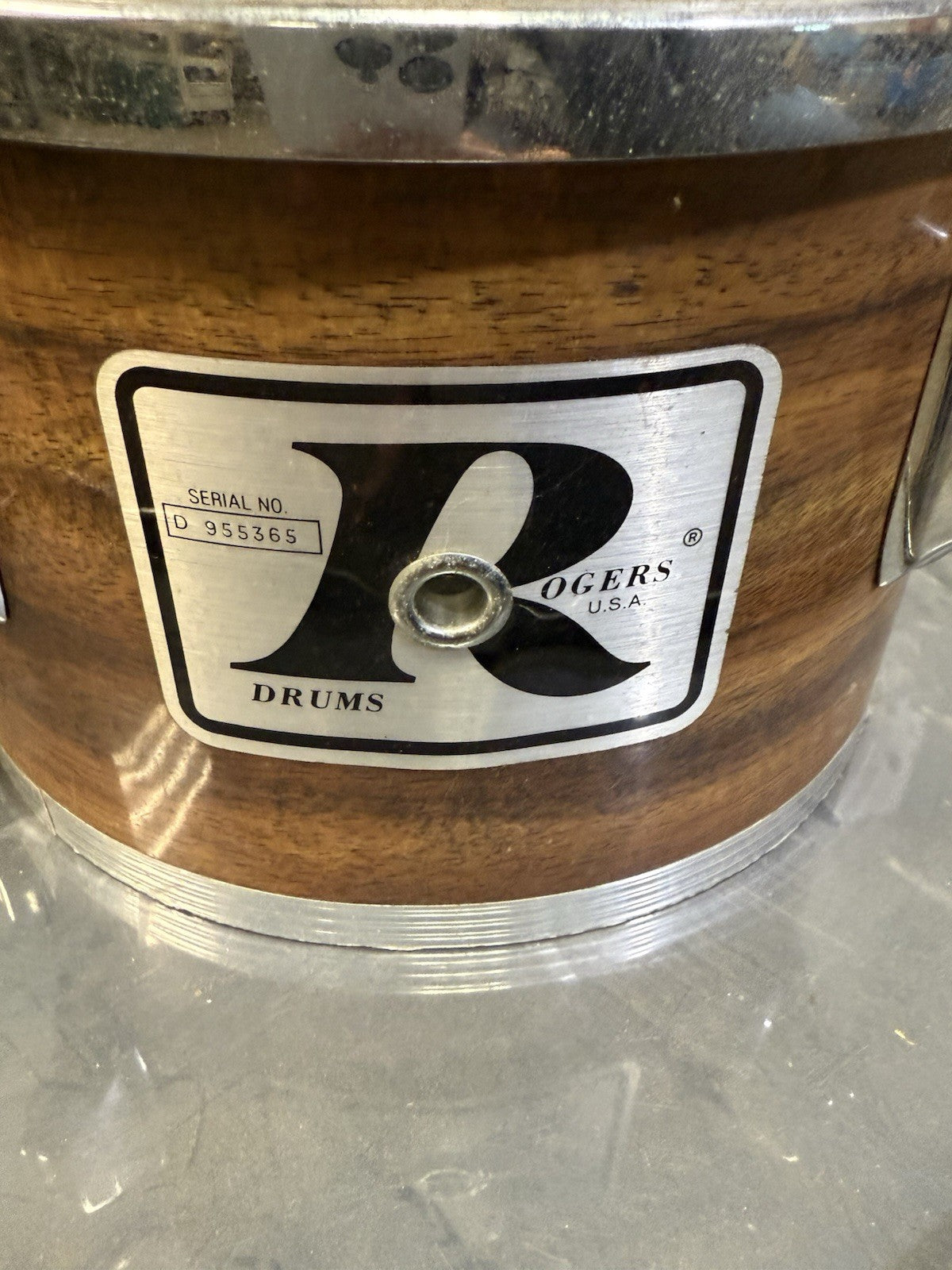Vintage 6-Piece Set of 70s Rogers "Big R" Drums Wood Butcher Block Finish