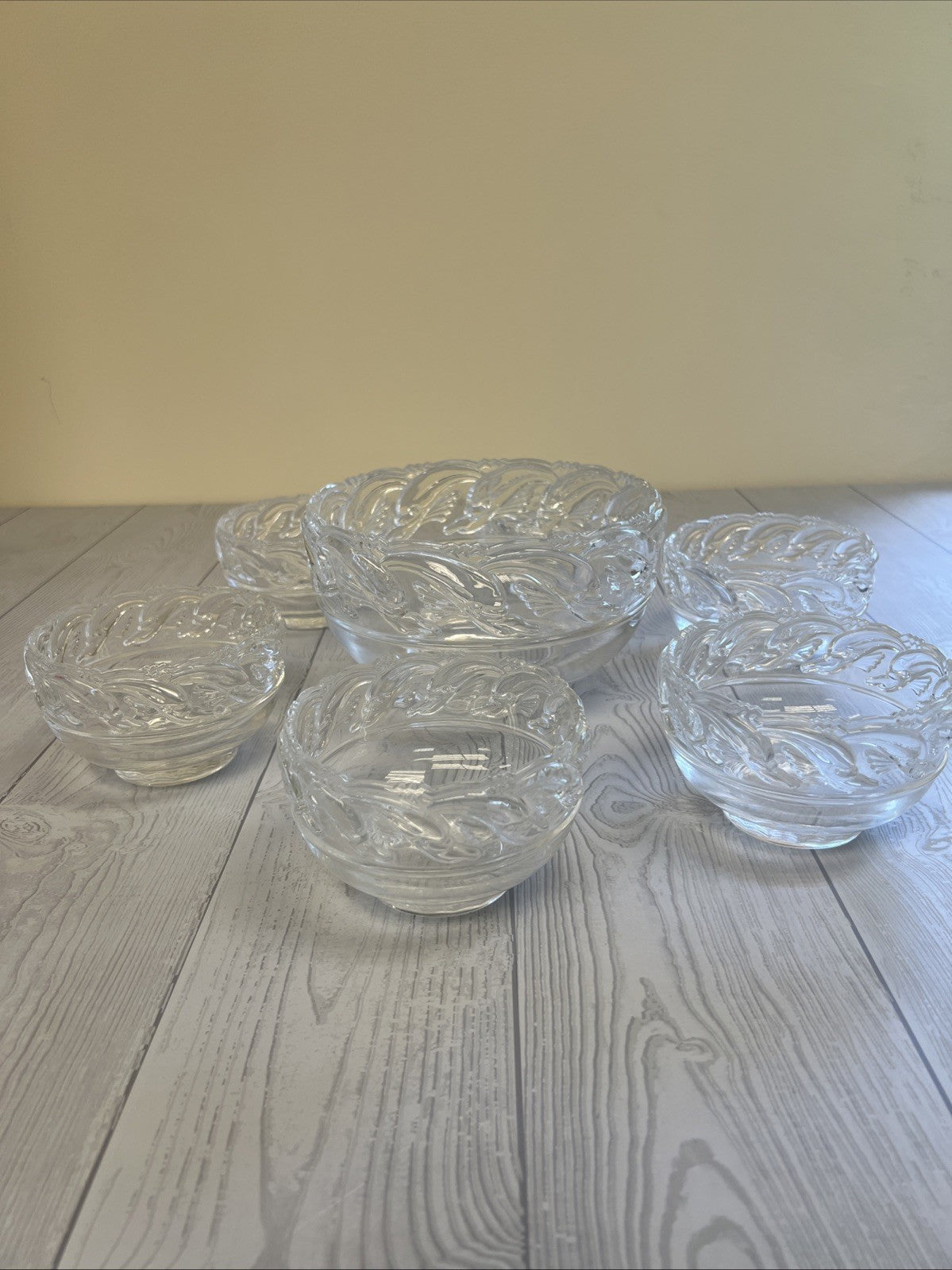 Tiffany & Co. Crystal Bowls Dolphin Ocean Waves Set of 1 8" and 6 5"