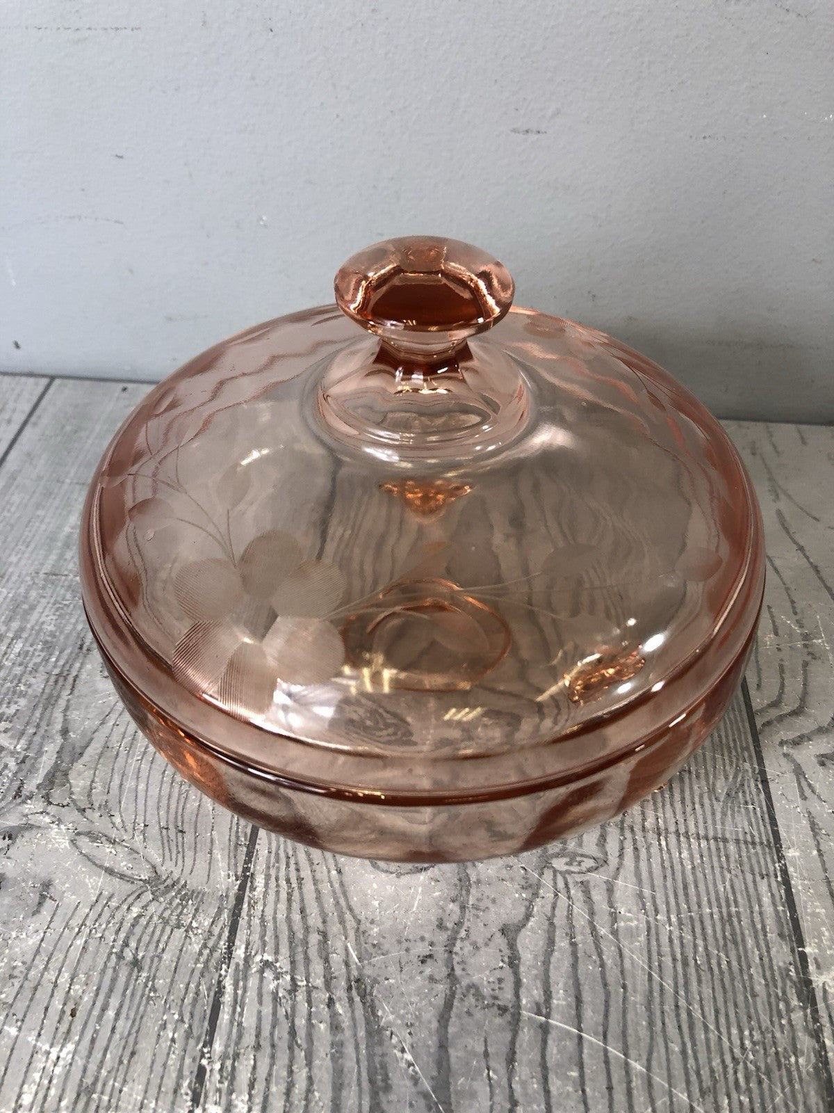 Light Pink Decorative Trinket Bowl for Home Decor - Floral Designs - W/ Lid