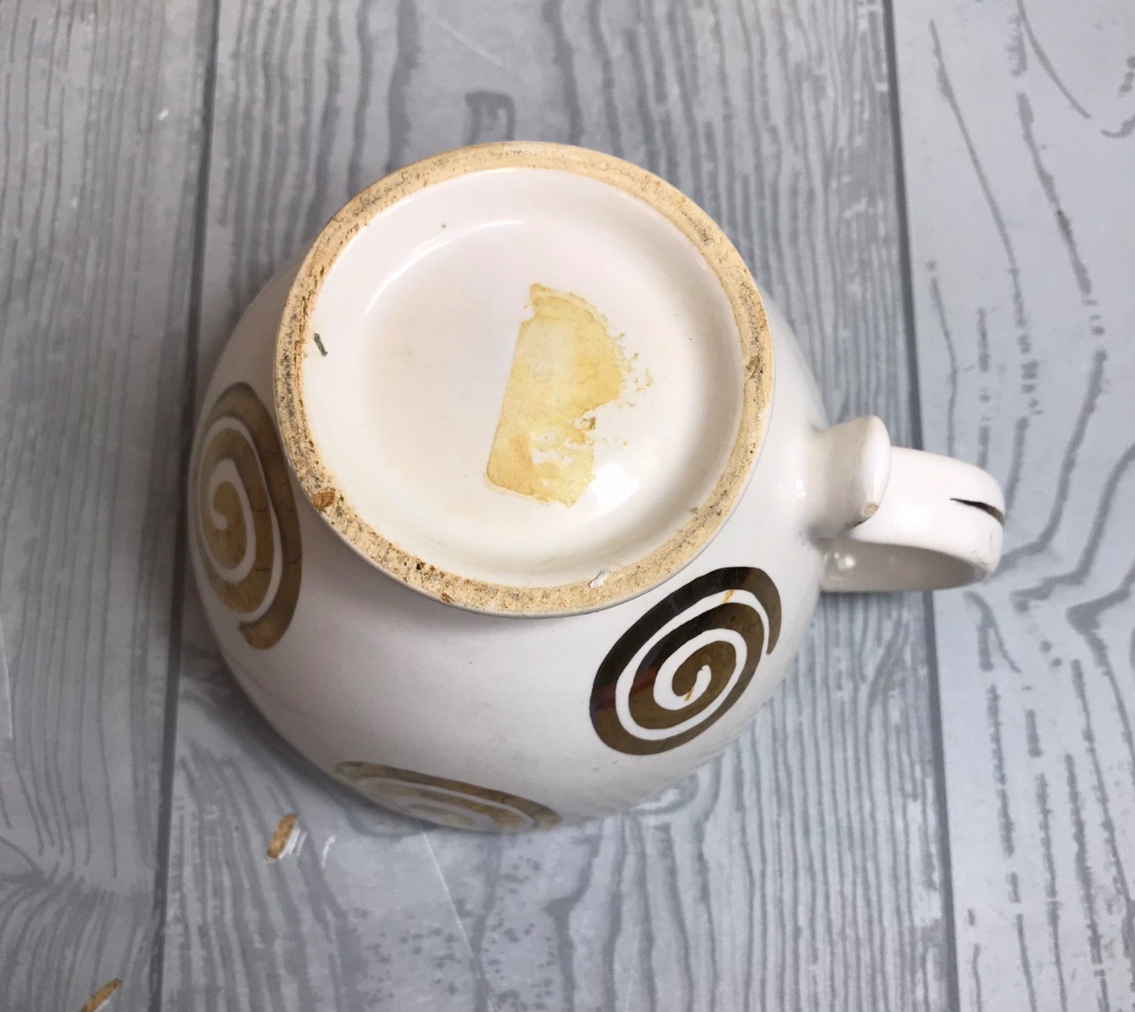 Ceramic White with Gold Swirl " Tea for One " Set with Modern Design- Pot + Cup