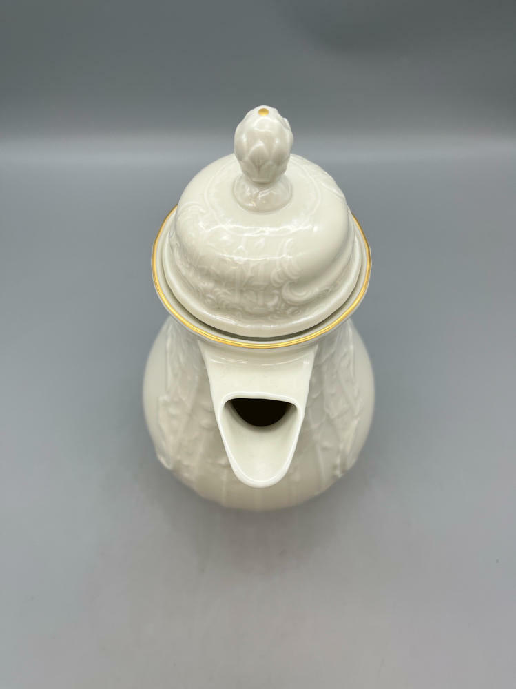 Roseanthal White Coffee Pot Sanssouci Series Gold Trim Germany Embossed Detail