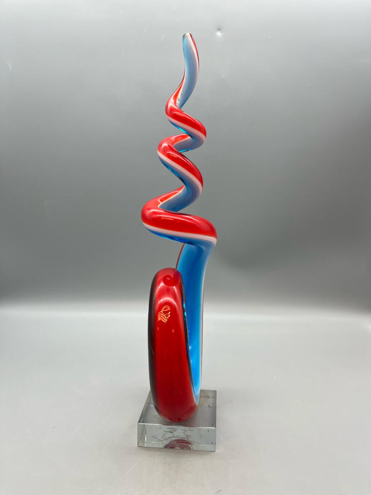 Murano Glass “Swirl” Sculpture Italy c. 1970 Murano Glass sculpture Block Base