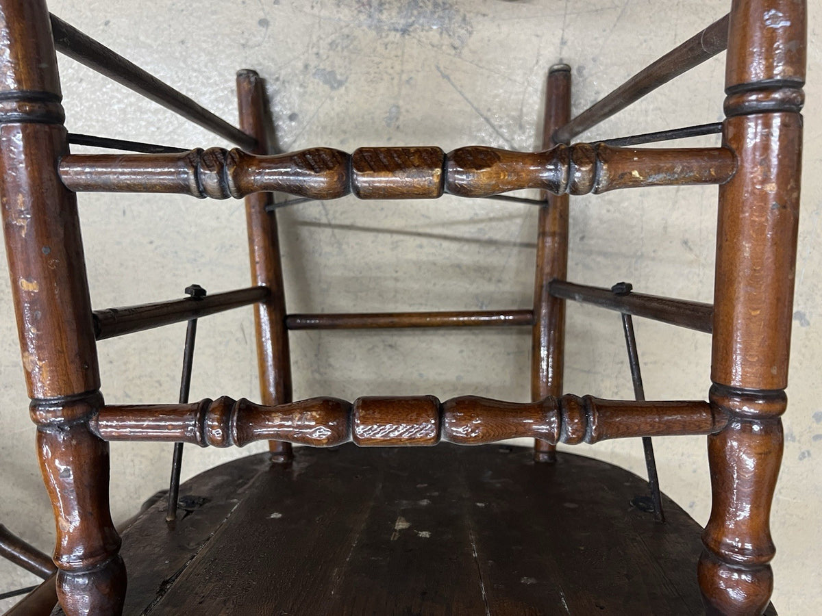 Pr. Of Reischmann NY 1893-1920  Antique Walnut Windsor Chairs W/ Metal Framework