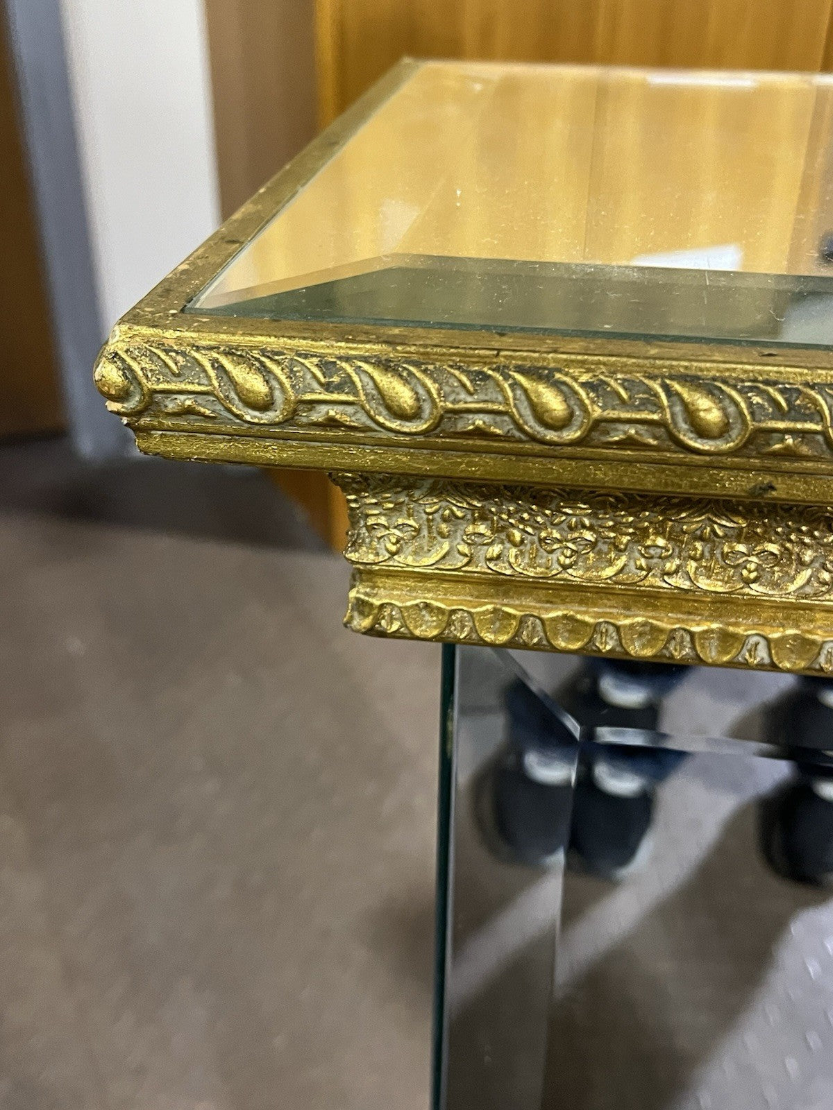 Vintage Mirror and Bronze Textured Pedestal Sold Separately