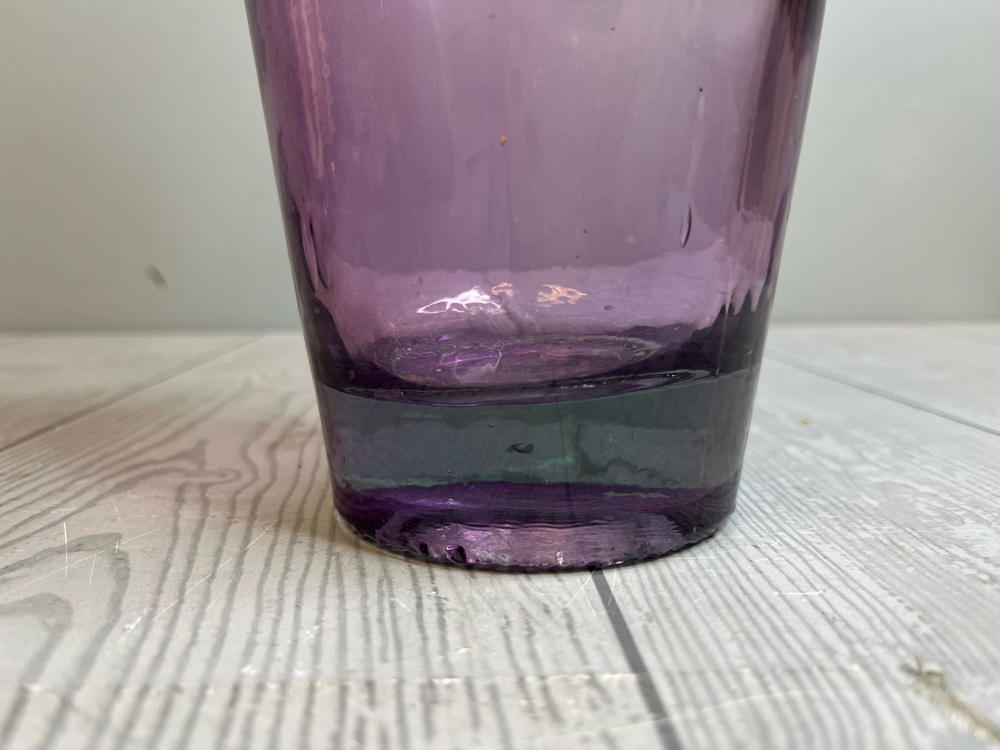 Pier 1 Imports Tall Amethyst Decorative Blown Glass Vase Spain Clear to Purple