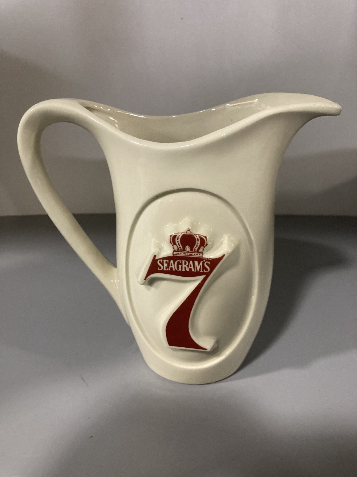 Vintage Collectible Ceramic Liquor Jug/Pitcher Seagram's #7 with Crown Logo 