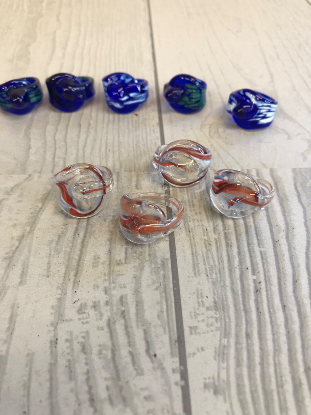 Lot of Colorful Glass Costume Rings - 76.75 grams of Glass Rings