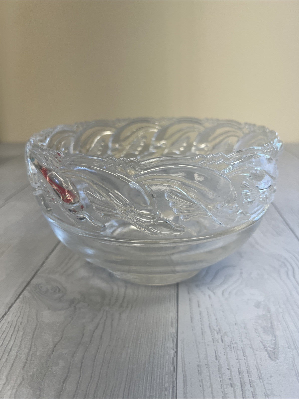 Tiffany & Co. Crystal Bowls Dolphin Ocean Waves Set of 1 8" and 6 5"