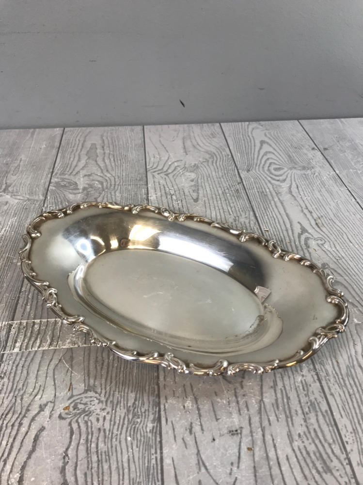 Vintage International Silver Plate Metal Kitchen Dishes- 2 Trays & 1 Butter Tray