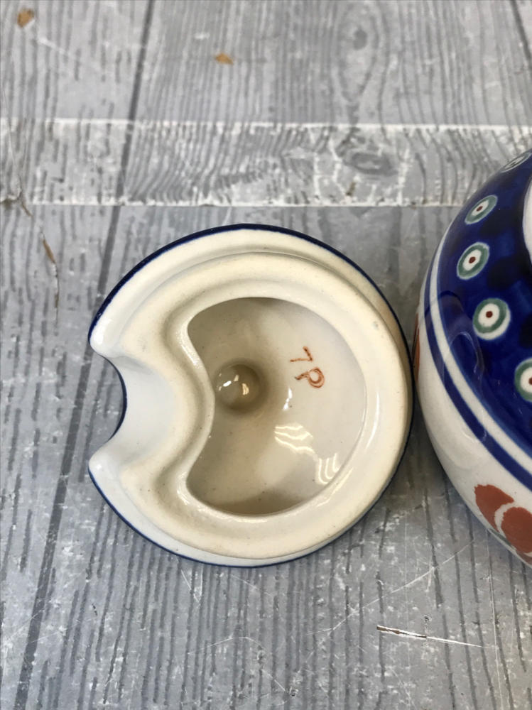 Polish Boleslawiec Pottery Pair of Bowls Cobalt Blue, Sage Green, & Ferrous Red