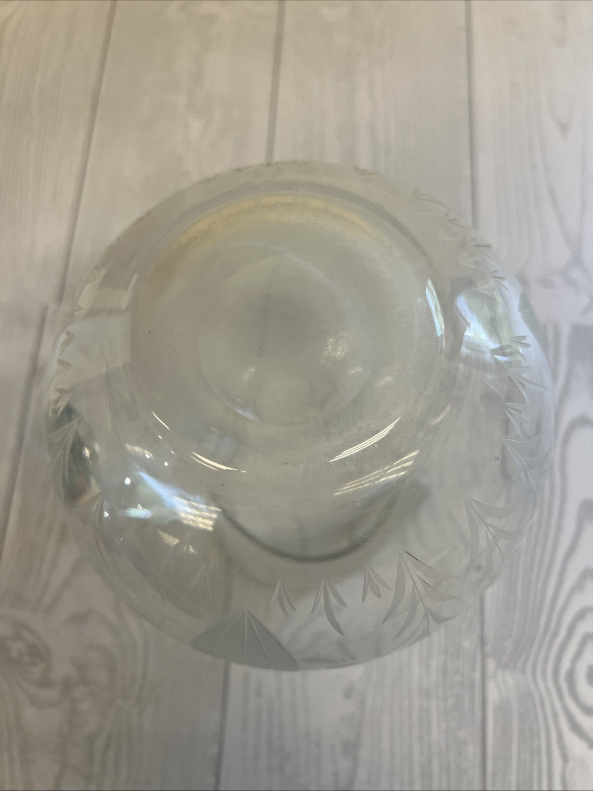 Etched Crystal Pitcher 8" Tall with Vine & Leaves Pattern - Pre-Owned
