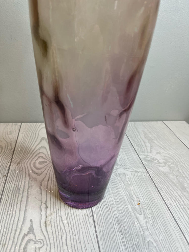 Pier 1 Imports Tall Amethyst Decorative Blown Glass Vase Spain Clear to Purple