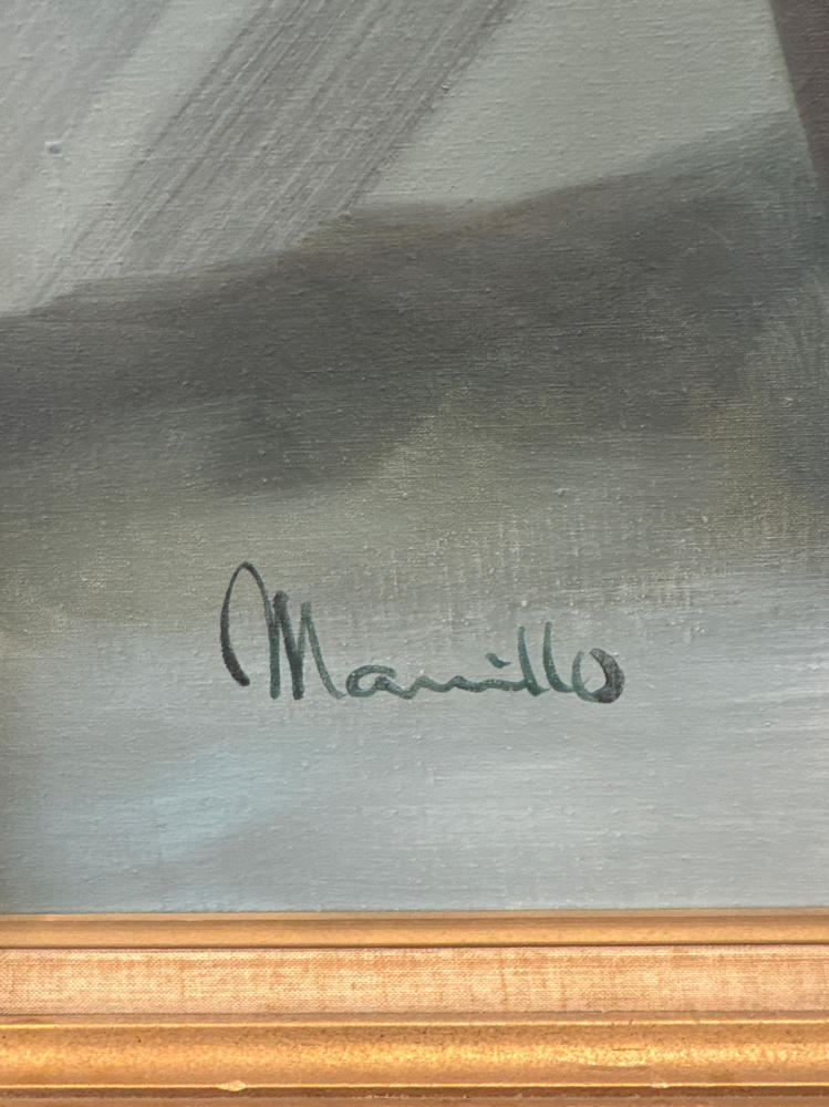Moody Dark Floral Still Life Signed and in Wood Frame by Artist Maurillo