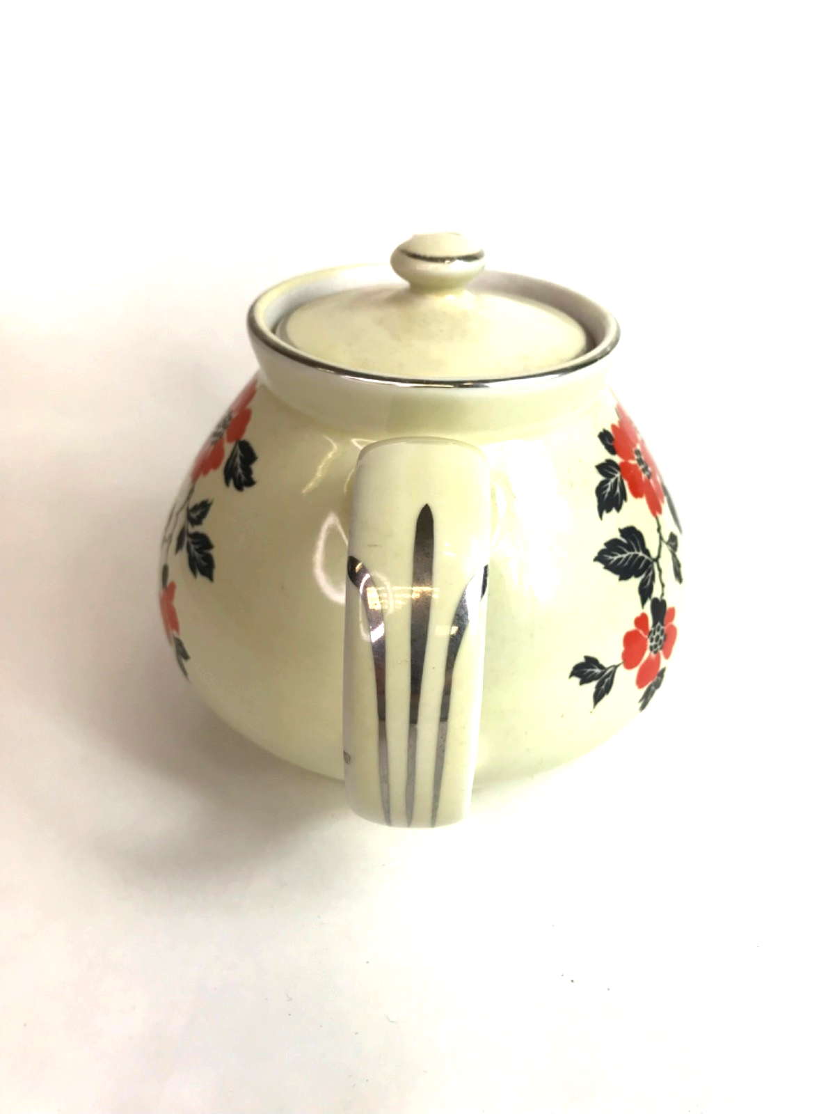 Hall's Superior China Company Teapot in Vibrant Red Poppy Pattern with Lid