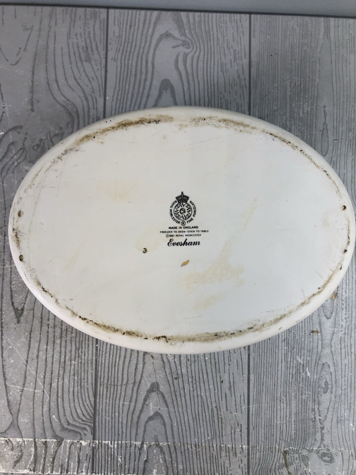 Vintage Royal Worcester Evesham Gold Fine Porcelain Oval Lidded Casserole Dish