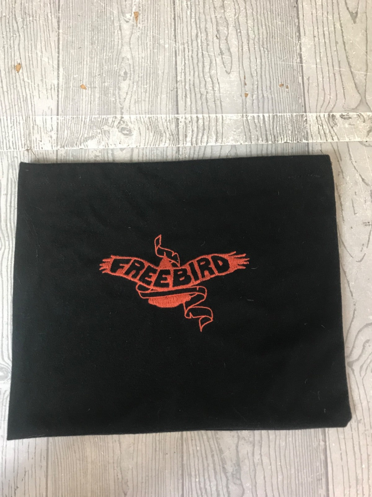 Freebird Black Orange Embroidered Drawstring Dust Bag  for Storage - 12" x 10"