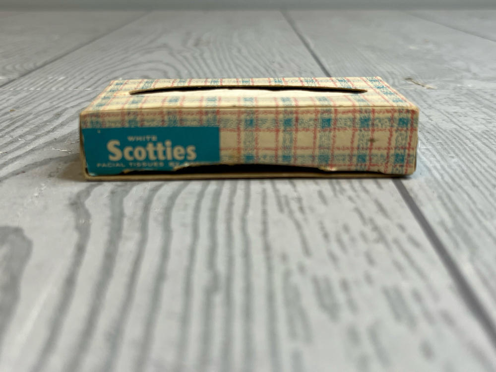 Vintage 1950s Funnel Box of Scotties Tissues Pretend Doll Size Play Set