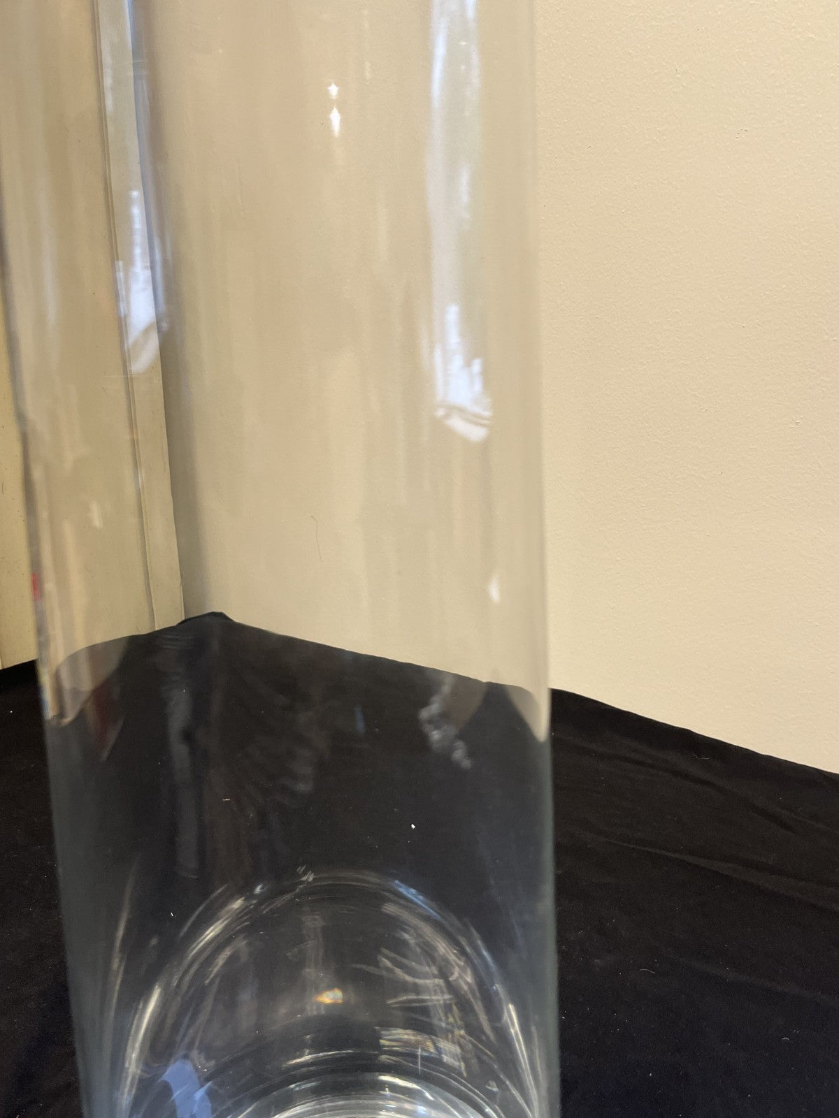 Vintage Pair of 20" Krosno Poland Stamped Large Clear Glass Vases