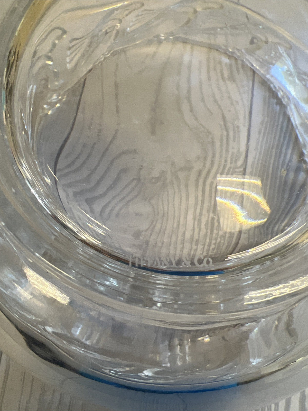 Tiffany & Co. Crystal Bowls Dolphin Ocean Waves Set of 1 8" and 6 5"