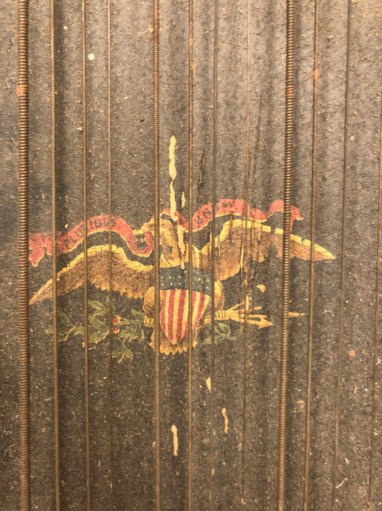 OLD VINTAGE WOOD-WOODEN LAP HARP MUSIC LAP INSTRUMENT - Bird Engraving