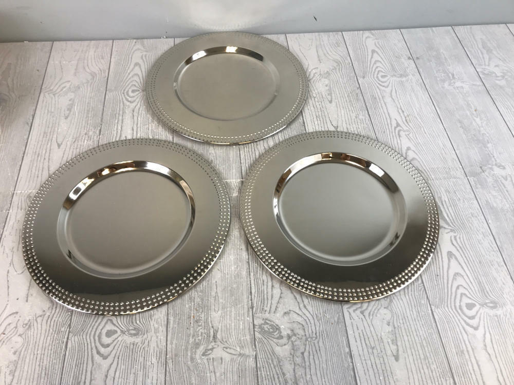 Set of 3 Mikasa Shinny Silver Chaffing Plates - In Original Box - Kitchen Decor