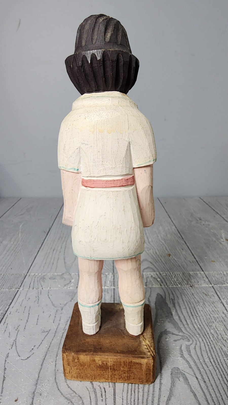 Vintage Hand Carved Wooden Statue Woman Playing Tennis Statue Wood Carving A