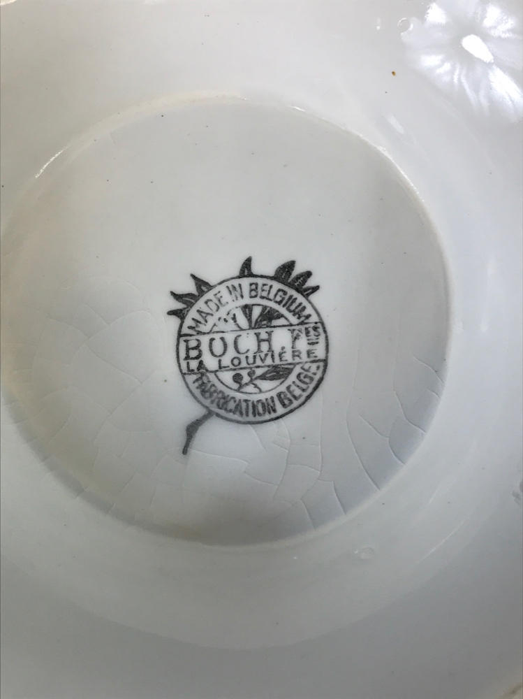 Antique Boch La Louviere Soup Tureen Dish w Ladle Art Nouveau Art Deco White