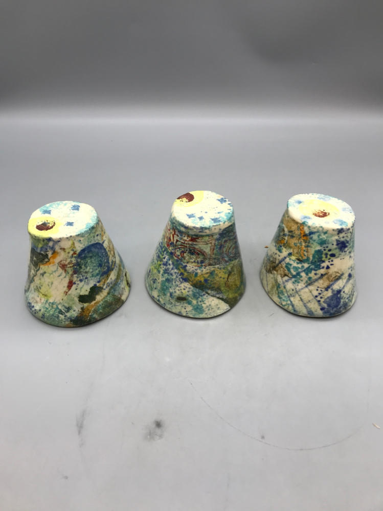 Set of 3 Beautiful Hand Painted Japanese Tea Cups - Home/ Kitchen Decor - Signed