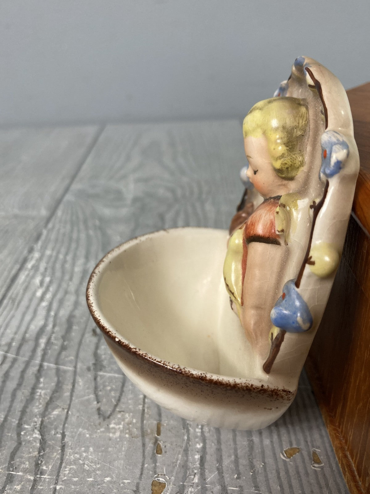RARE!!! Vintage Hummel Small Holy Water Font Wall Pocket Featuring Angel With Bi